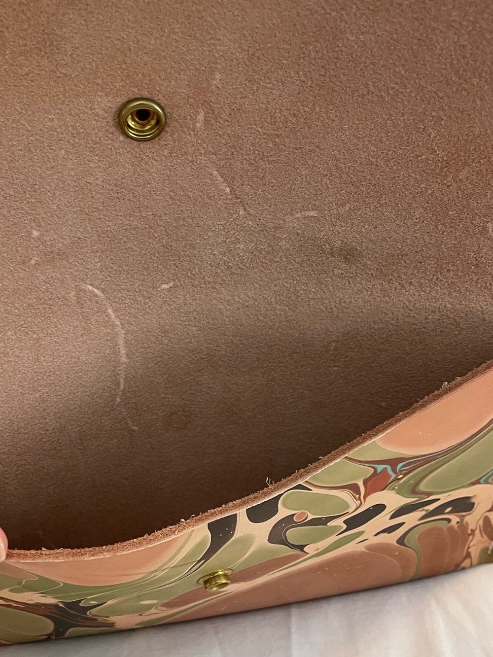 GLAD & YOUNG Studio Marbled Foldover Clutch in Brown & Olive - Picture 6 of 7